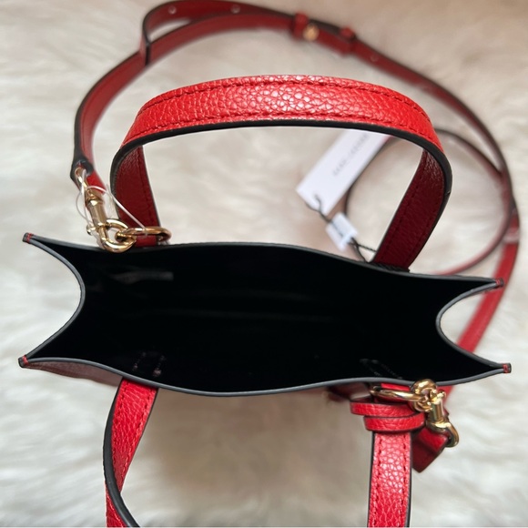 New! MARC JACOBS Micro Grind Leather Tote Bag in Savvy Cherry Red - Picture 10 of 11